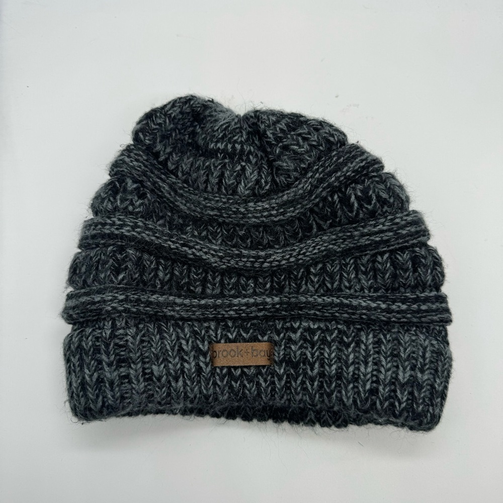 Brook + Bay Heathered Black Knit Beanie‎